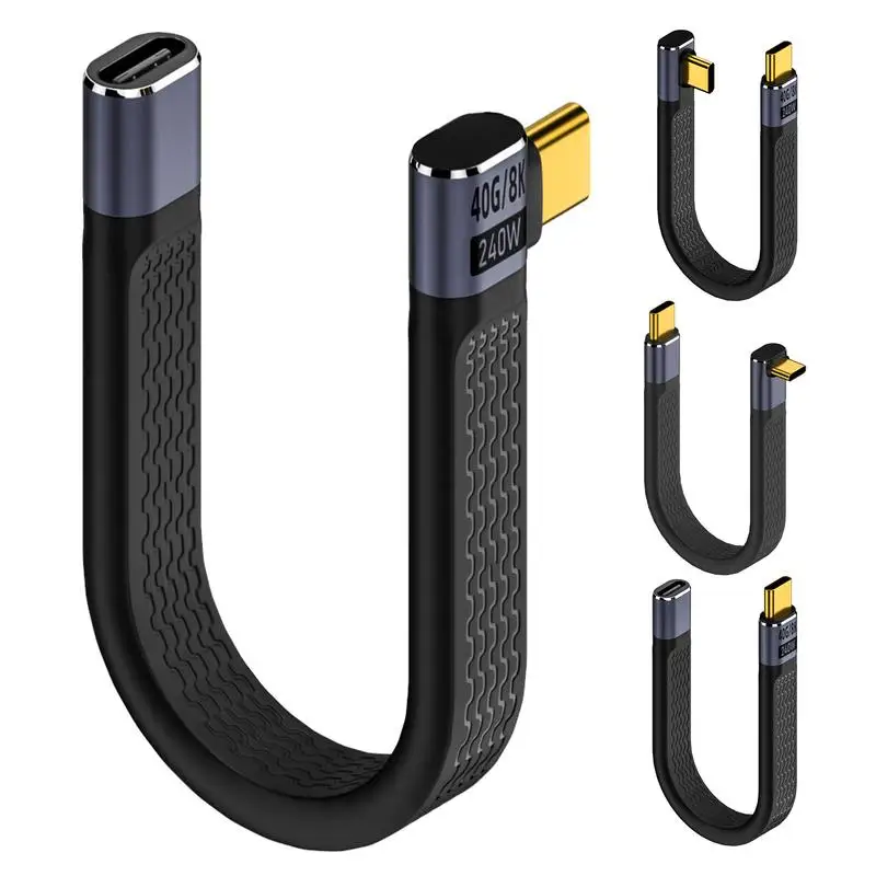 Elbow USB 4.0 Gen3 40Gbps FPC Cable PD 240W 5A Fast Charging Type C to Type-C Cable Thunderbolt 4 8K@60Hz Cable USB C Data Cabel