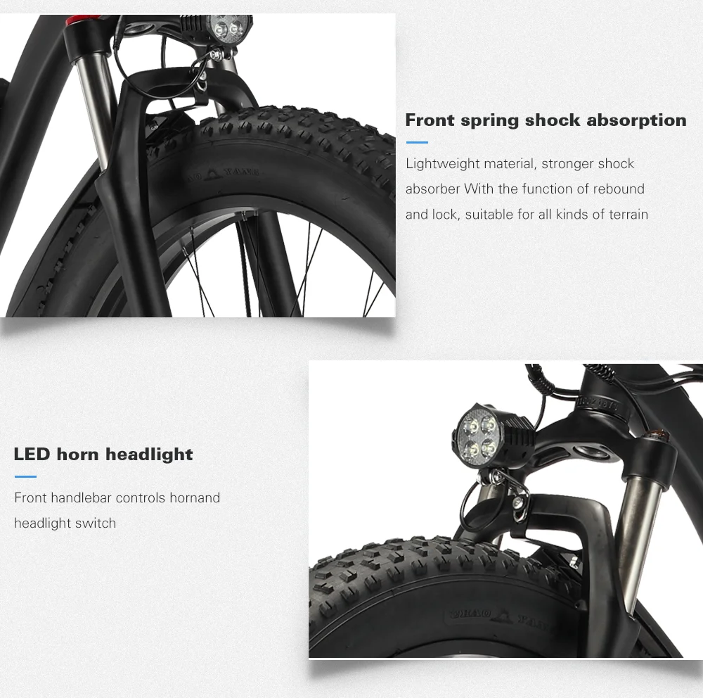GUNAI MX02S 1000W 26'' Fat Tire Electric Bike with 48V 17Ah Removable  Battery