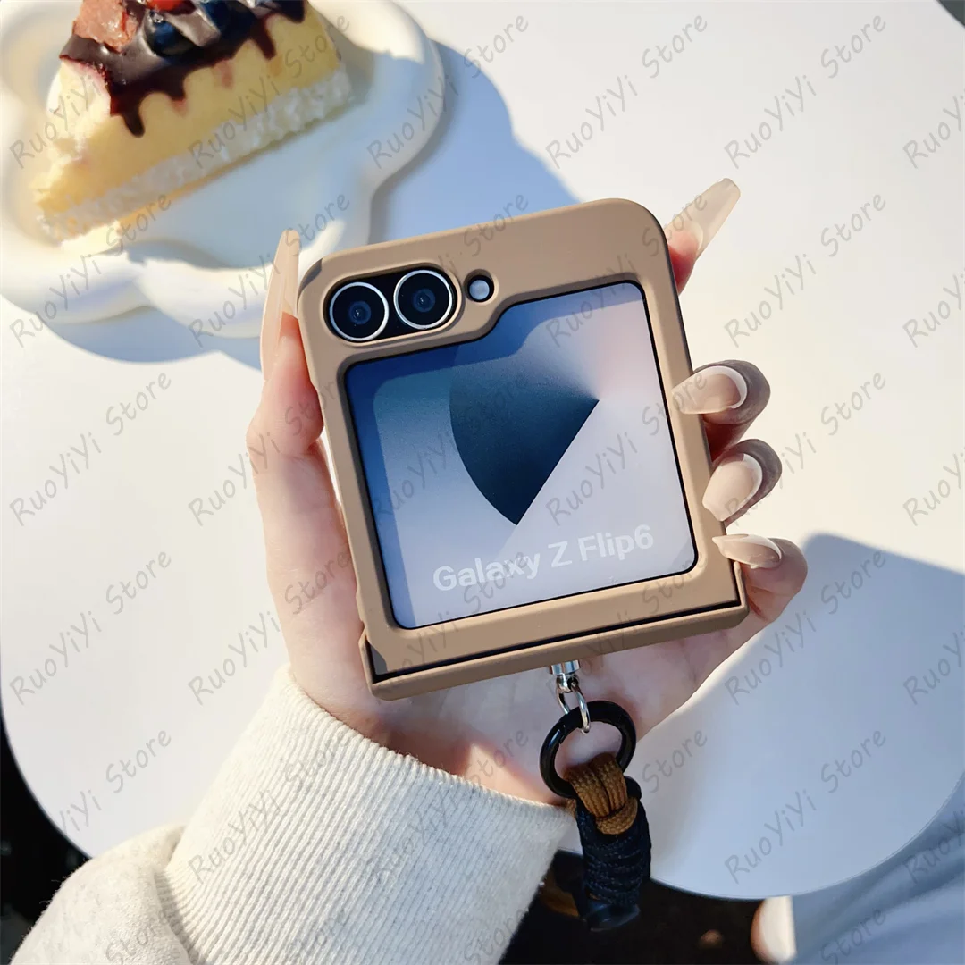 Cute Solid Color Portable Rope Phone Case - Hot Brown Korean Style