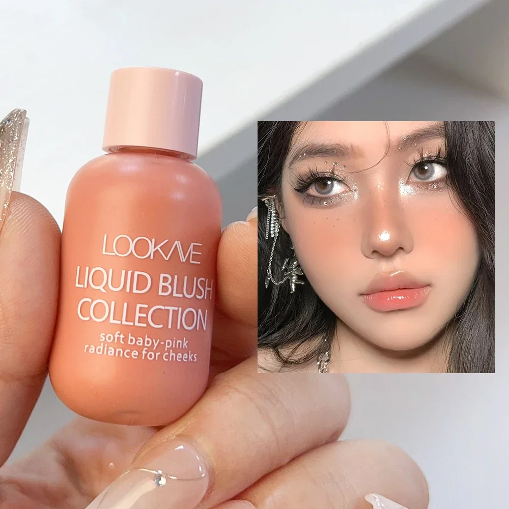 Mini Peach Pink Liquid Blush Waterproof Natural Cheek Blush Makeup Brighten Highlighter Professional Korean Makeup Cosmetic