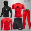 Men Clothing Sportswear Gym Fitness Compression Suits Running Set Sport Outdoor Jogging Quick Dry Tight 5-Piece Rashguard 3