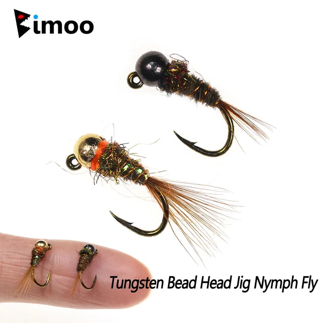 Fly Sizes Fly Fishingtungsten Bead Head Jig Nymph Fly 6-pack For Trout -  Fast Sinking, Barbed Hooks