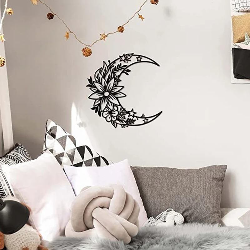 

1 PCS Hanging Appearance Wall Decor Metal Hanging Moon Decor Flower Wall Moon Decoration