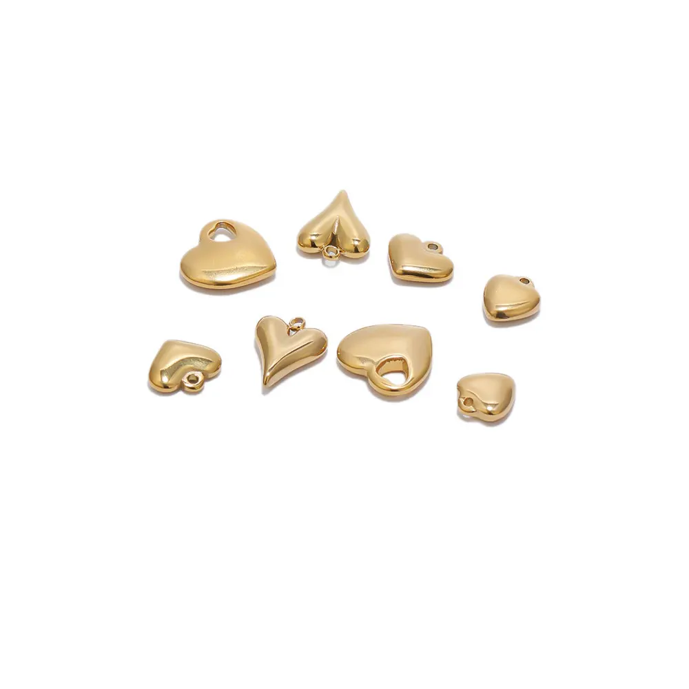 Jewelry Charms 5Pcs Stainless Steel 4 Style Classical Heart Pendants DIY Necklace Bracelets Findings