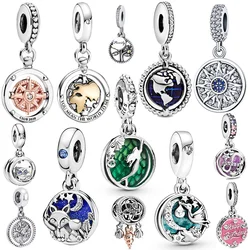 925 Sterling Silver Flamingo Beads Double Ring Series Charms Fit Original Pandora Bracelets Bangle For Women Making Jewelry Gift