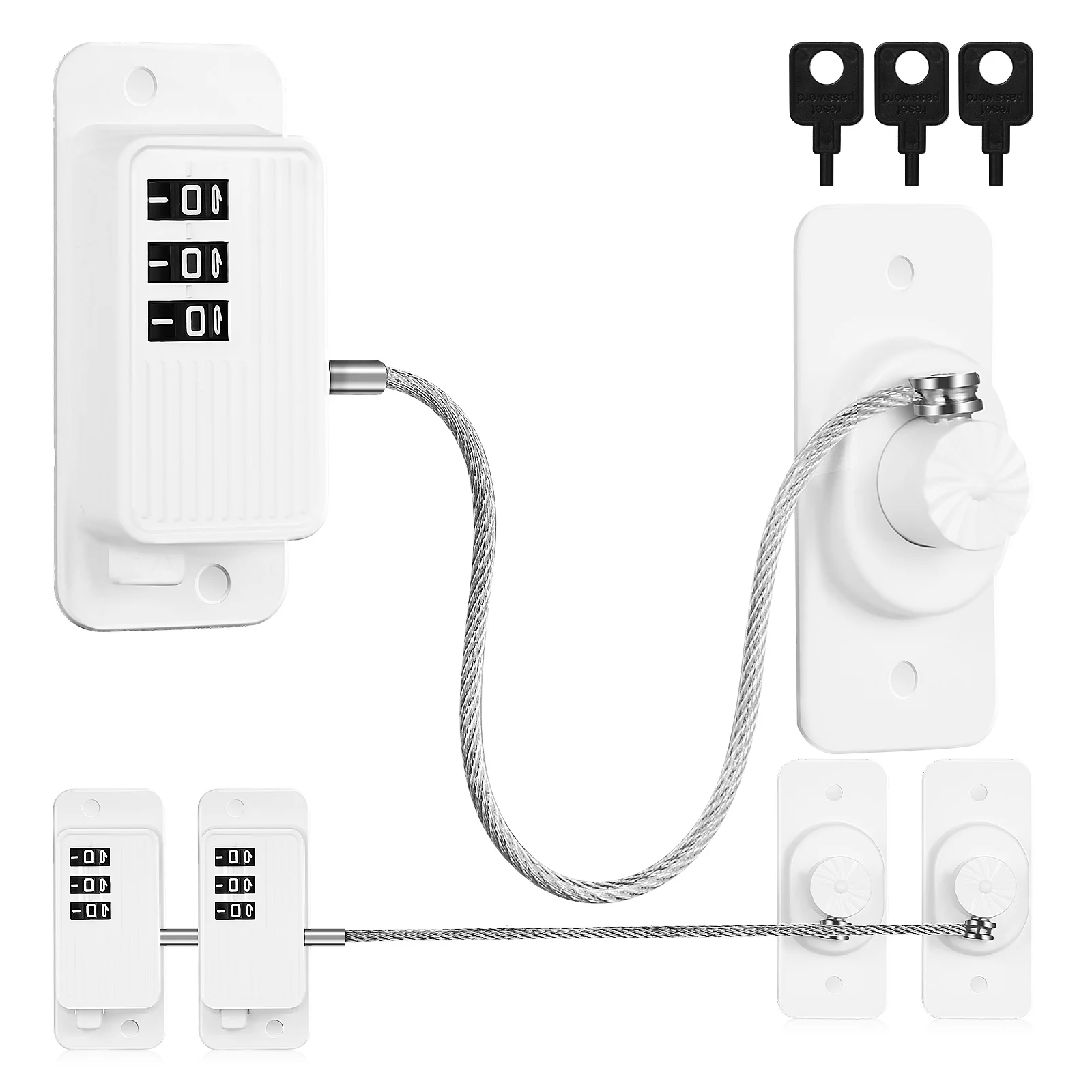 

3 Pcs Safety Cabinet ABS Children's Window Lock Seamless Plastic White Pack Instruction Manual