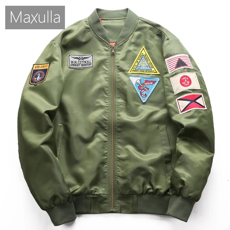 

Maxulla демисезонная мужская куртка-бомбер Мужские Спортивные Повседневные ветрозащитные куртки мужская бейсбольная форма ВВС одежда