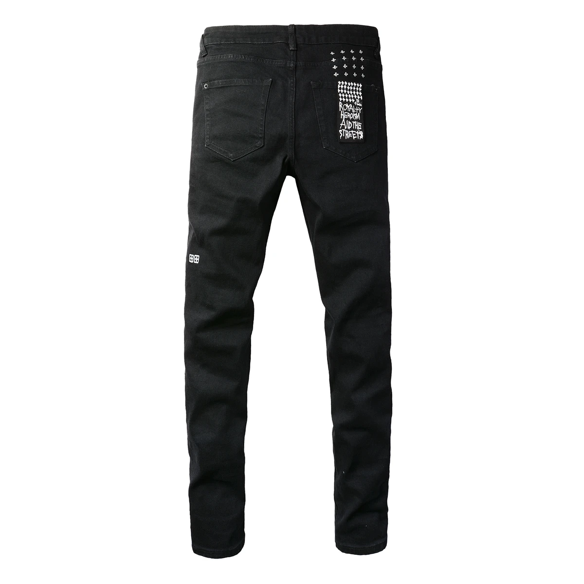 Black classic jeans men's High street slim stretch washed wear-resistant ripped jeans 3005