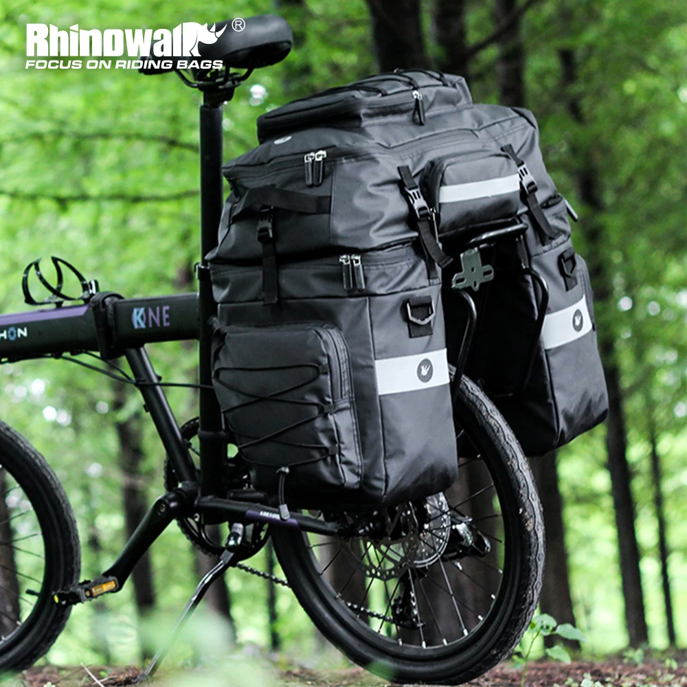 Rhinowalk RK19665 Bike Pannier Bag 3 In 1 Big Capacity With Rain Cover Rear Rack Seat Trunk Bags For Mtb Road Folding Bicycles E-Bike