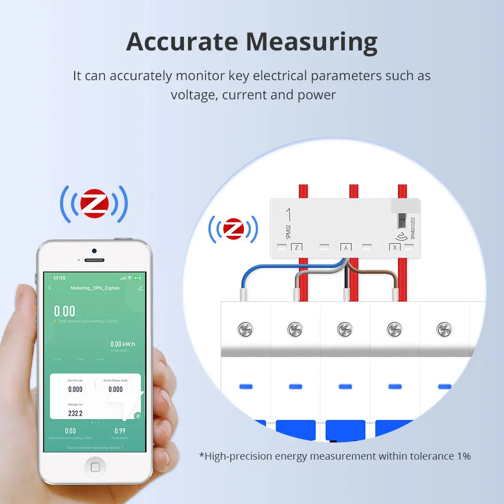 Zemismart zigbee WIFI tuya chytrá energie měřič 3 fáze energie monitoring reálný čas měřit opotřebení 63A chytrá život app ovládání