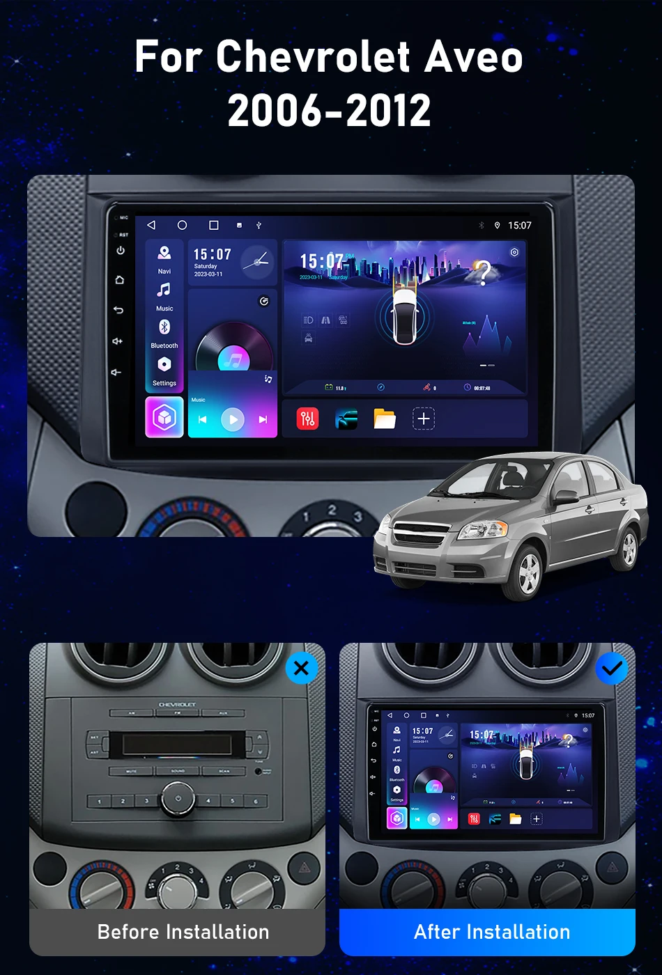 Srnubi Android Auto Radio Für Chevrolet AVEO 2006-2012 Carplay Android Auto Multimedia Player Stereo Navigation GPS DVD Kopf einheit – Detail 3