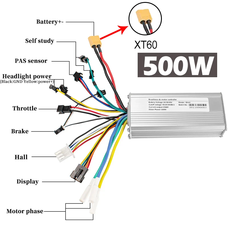 쿤레이 8인치 500W 스쿠터 개조 키트 BLDC 스쿠터 허브 모터 휠 (컨트롤러 및 124DX 디스플레이 스로틀 기능 포함)