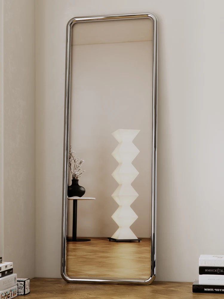 

Simple full-length mirror home living room stainless steel advanced floor-to-ceiling mirror girls bedroom creative slim mirror.