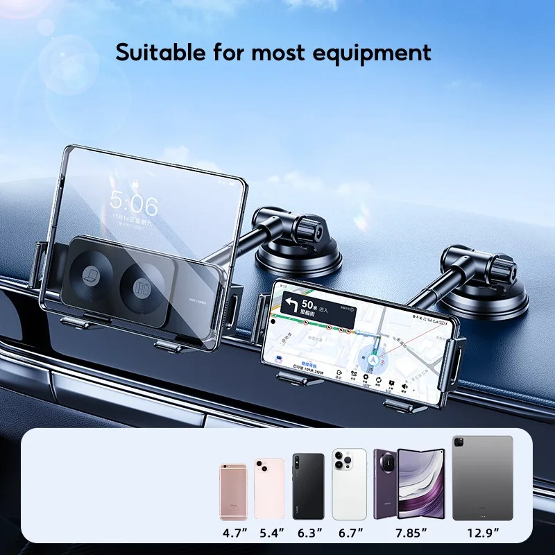 Eary Car Suction Cup Wireless Charging Phone Stand Telescopic length Fit For Samsung Galaxy Z Fold Flip OPPO N5 Huawei X6 Series