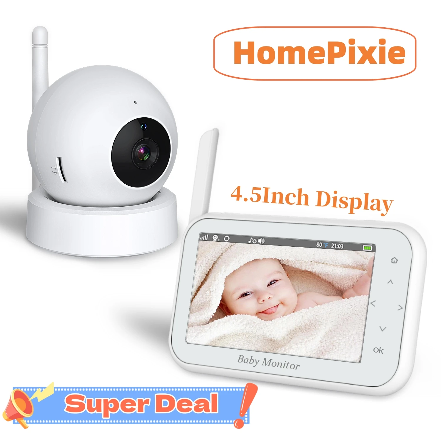 4.5inch Baby Monitor Video Camera with HD Display WiFi Surveillance Cameras 2 Way Audio Talk Temperature Electronic Baby Monitor