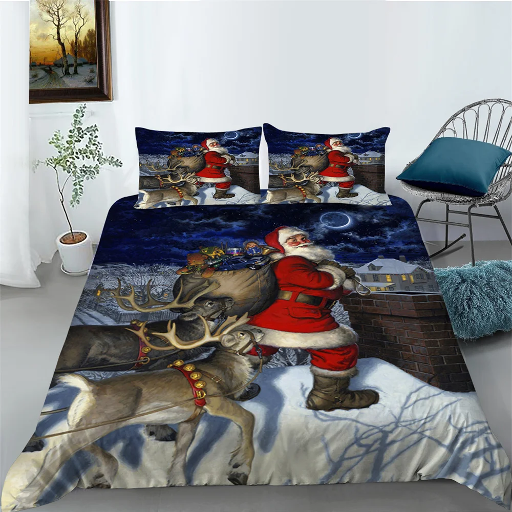 

3D Printed Bed Cover Sets Christmas Style Comforter Cover Set Man Woman Single Double Size Home Textiles Polyester