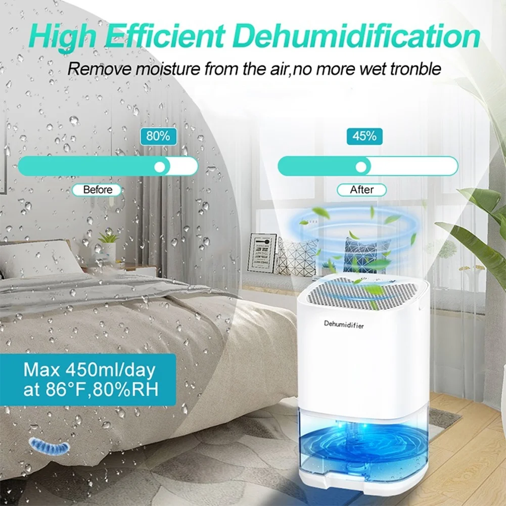 Dehumidifier and Air Purifier 2 in 1 for Home for Room for Kitchen, Mute Moisture Absorbers Air Dryer Black EU Plug