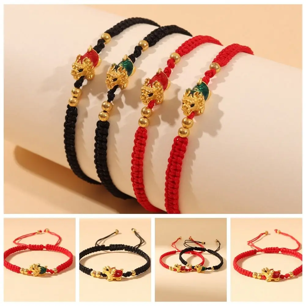 Dragon Year Bracciale Zodiac Dragon Turtle Lucky Dragon Capodanno Ciondolo In Giada Braccialetto In Corda Rossa Accessori Per Gioielli Regalo Festivo