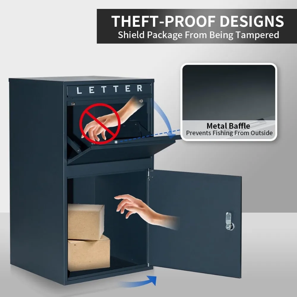 Package Delivery Boxes for Outside, Large Mailbox for Parcel, Galvanized Steel Parcel Mailbox, Wall Mounted Lockable Anti-Theft