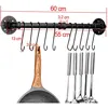 Kitchen Hook Hanging Rod Rack Punching Multi-functional Spatula Storage Wall-mounted Rack Kitchenware Bathroom Home  Big Storage 3