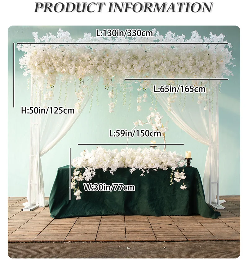 Wedding Event Party Backdrop Props White Rose Cherry Blossom Hang Wisteria Floral Arrangement for Arch Flower Stand Decor