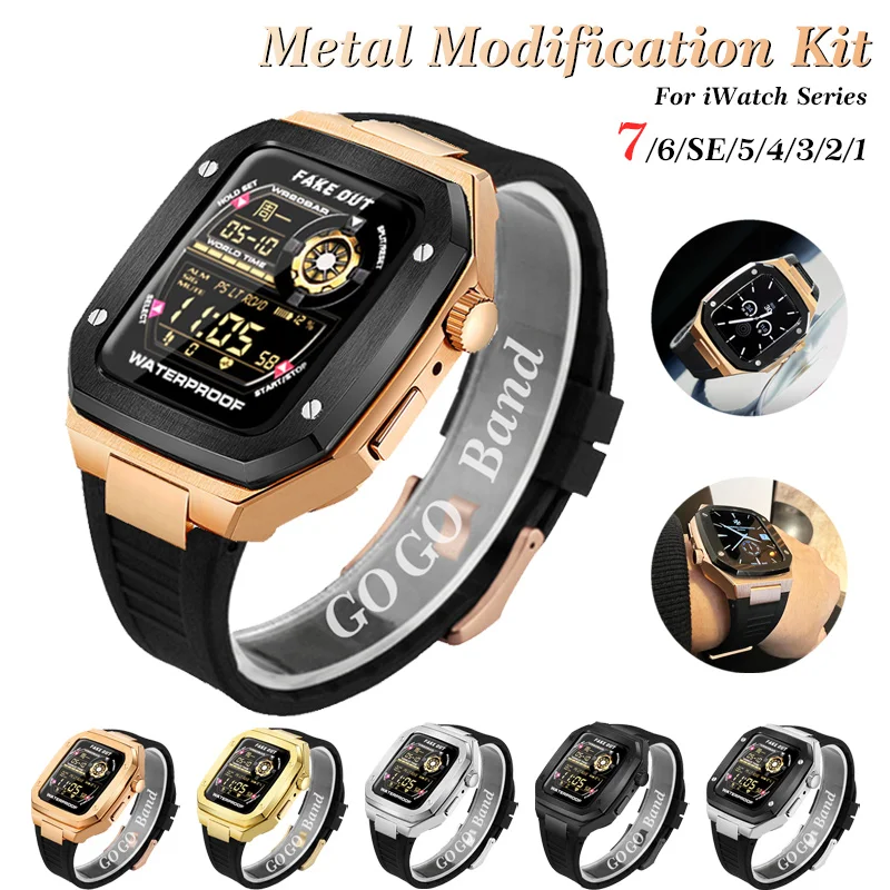 Комплект для часов Apple Watch металлический ремешок из нержавеющей стали iWatch Series 7 SE 6