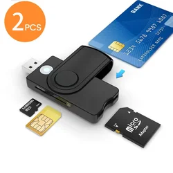 Universal USB Smart Card Reader for Banking and Secure Data Access (2pcs X04 Black)