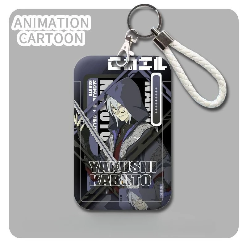 Naruto & Sasuke Cartoon Card Holder with Anti-Loss Case and Pendant