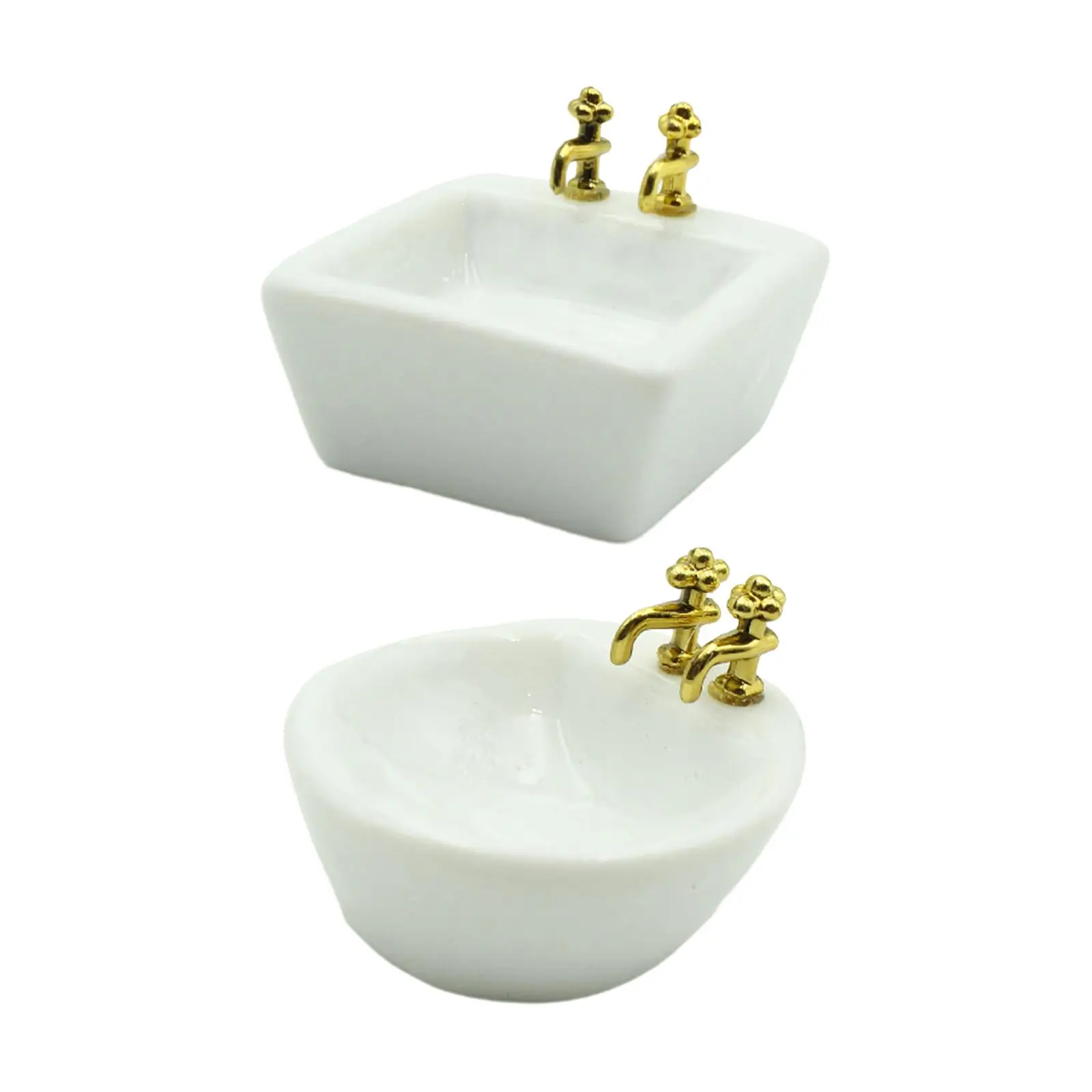 

1:12 Scale Miniature Washbasin Mini Furniture Doll Accessories Mini Ceramic Washbasin for Mini House Landscape Accessories