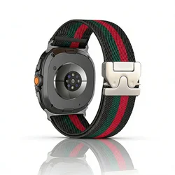 Braided Elastic Sport Bracelet for Smartwatch - Versatile Adjustable Band (Black red)