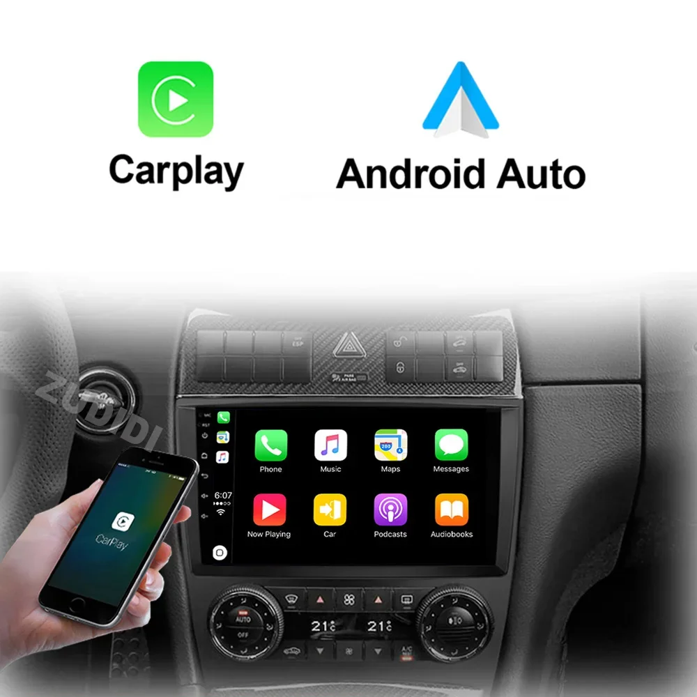 AI Voice 2 din Android Auto Carplay Car Radio for Mercedes Benz C Class W203 2005-2009 C200 C230 C240 C320 C350 CLK W209 GPS