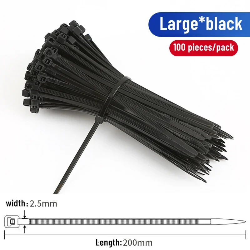 Cable Ties 100pcs Strong Self-Locking Nylon Plastic Cable Tie Buckle