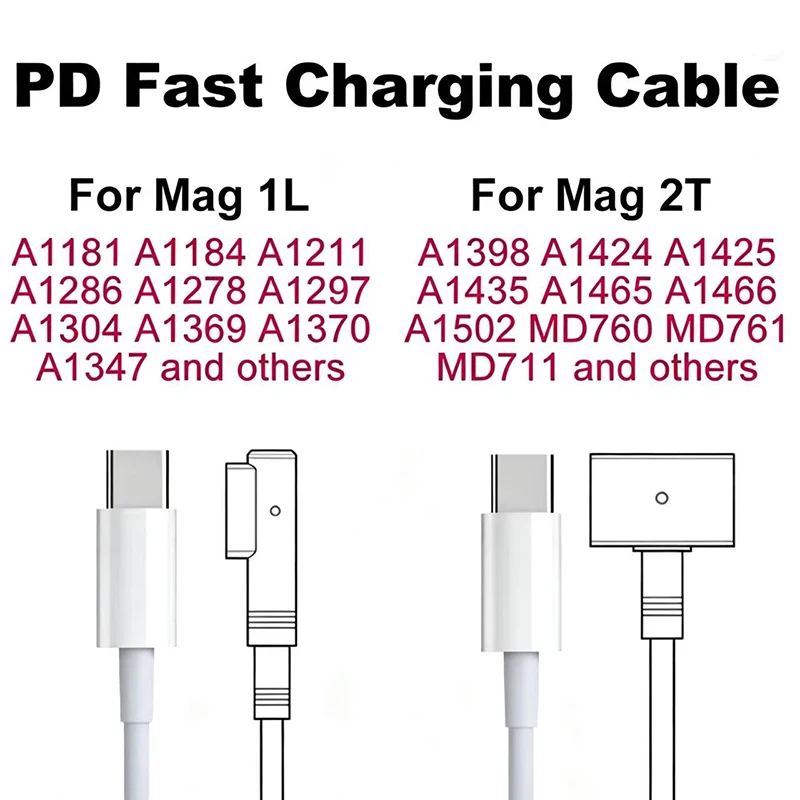 Universal Laptop Charger with USB-C Cable for MacBook Pro and Air - 45W/60W/85W Adapter