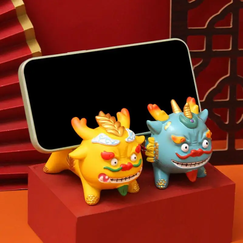 

Cute Chinese Dragon Resin Figurine Mobile Phone Holder Chinese Zodiac Dragon Ornament Collectible Gift Chinese New Year Dragon
