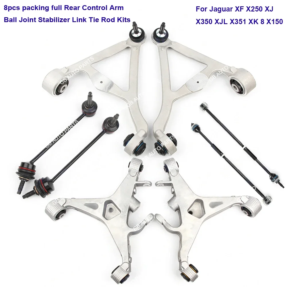 

8pcs Rear Control Arm Ball Joint Stabilizer Link Tie Rod Kits for Jaguar XF X250 XJ X350 XJL X351 XK 8 X150 C2D25221