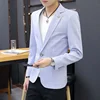 Party Linen Gray Men's Suit Jackets Single Breasted Coat Male Blazer Summer New in Simple Clothing Fashion 2024 Casual Classic 5