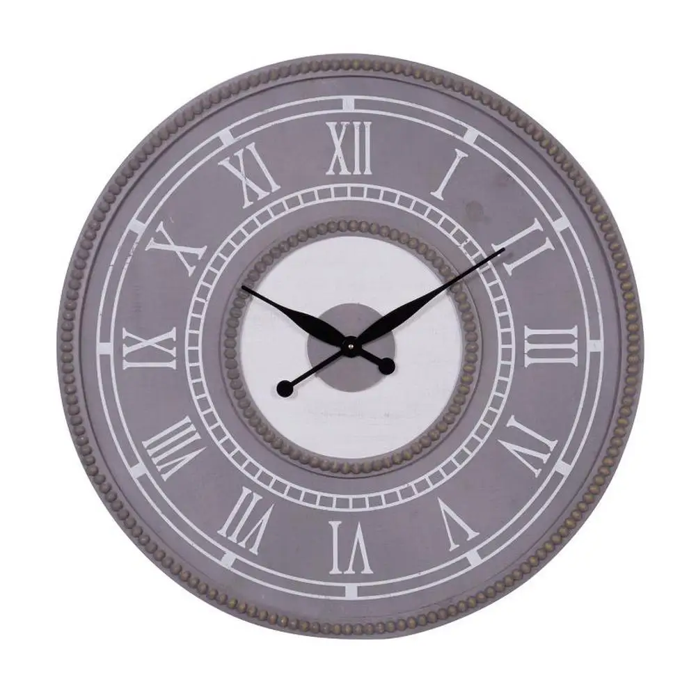

30" Rustic Wood Wall Clock Gray Farmhouse Silent Clock