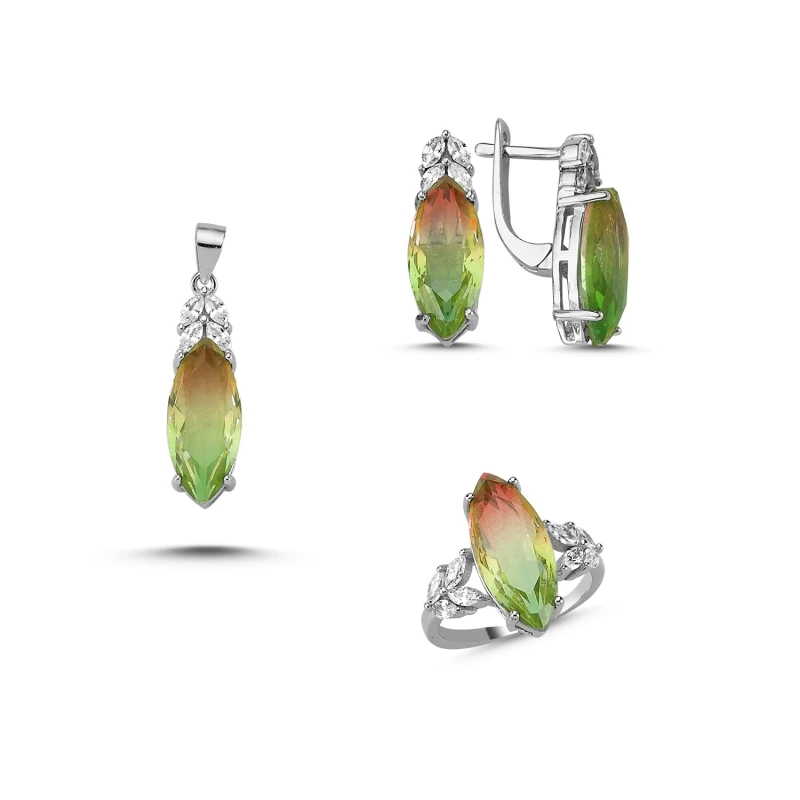 

Silver 925 Sterling Double Color Zircon Stone Set