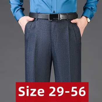 Pantaloni da abito in lana e cashmere a vita alta da uomo Pantaloni eleganti autunnali invernali a pieghe doppie per uomo formale da lavoro Taglia 29-50 52 54 56 1