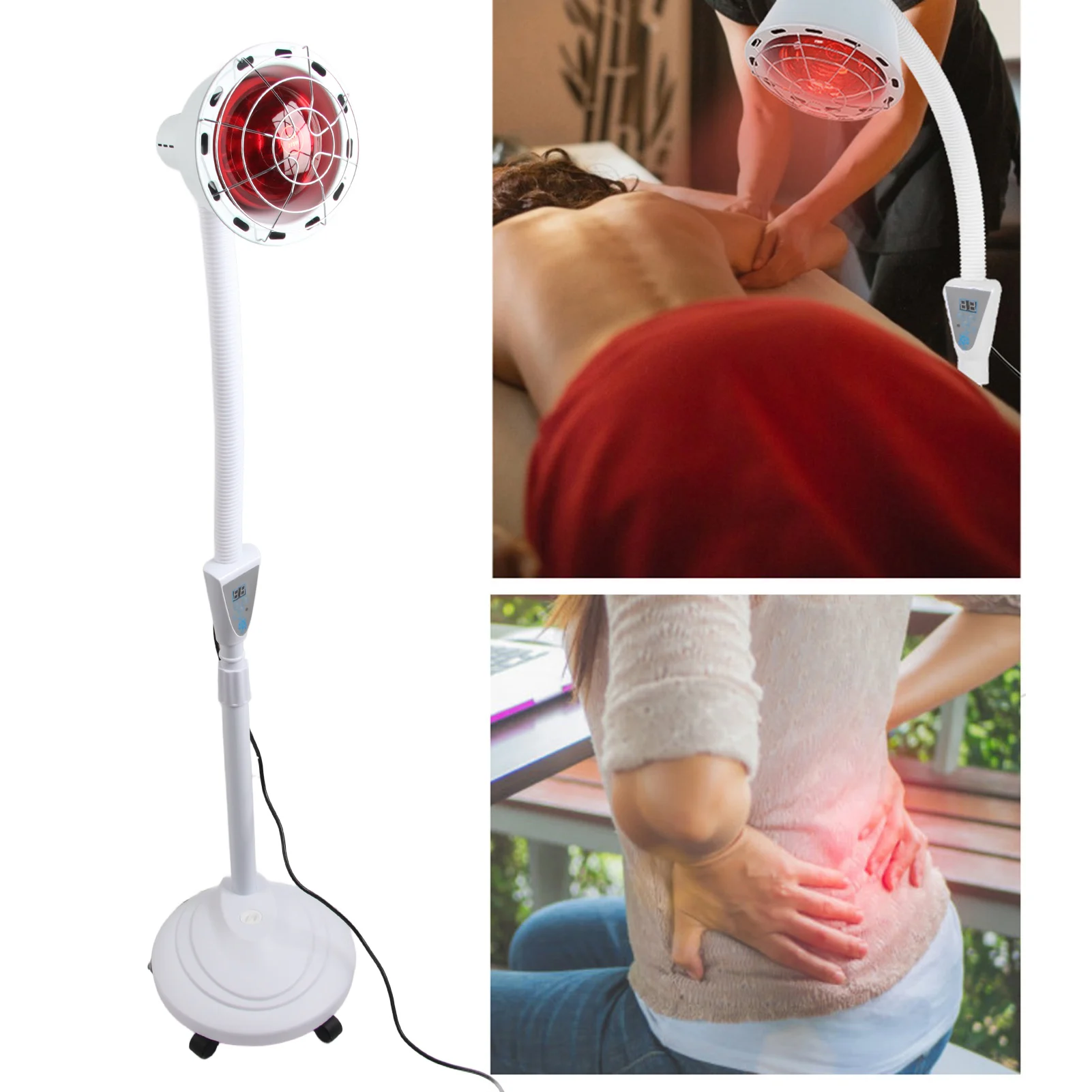275W Floor Stand Infrared Light Heating Therapy Lamp Pain Relief Adjustable Skin Care Lamp Infrared Heating Light