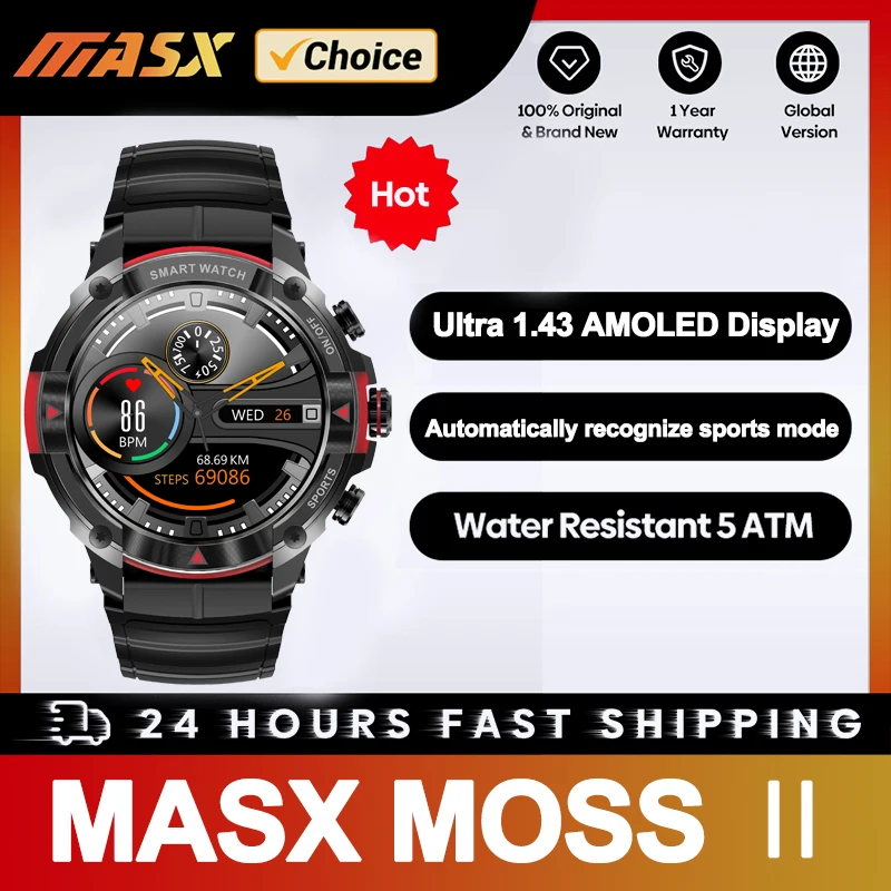 [2024 World Premiere]Masx Moss Ii Smart Watch 1.43 ''Amoled Display Chiamate Telefoniche Hi-Fi Tenacità Di Grado Militare Per Uomo