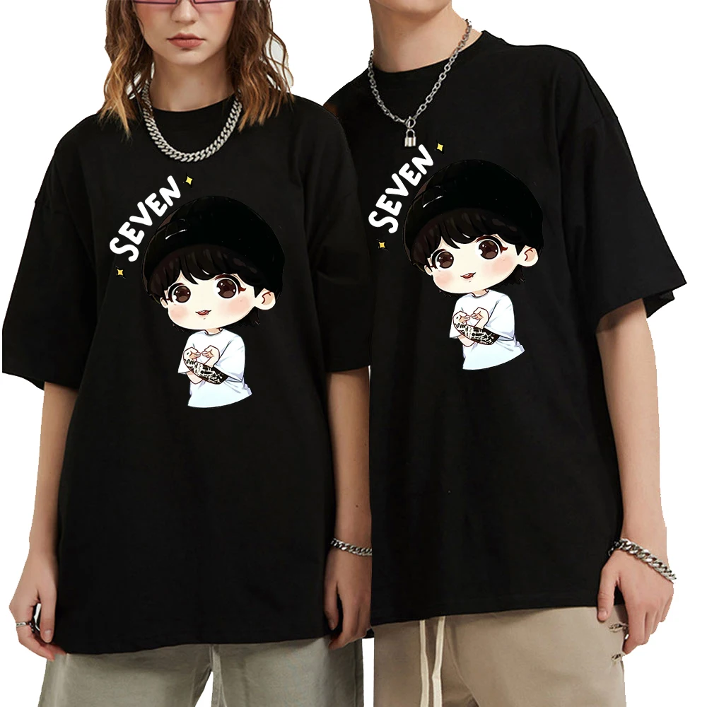 Kawaii  JungKook Seven T Shirt Fashion Men/Women Aesthetic Graphic T-Shirt Unisex High Quality Casual cartoon Tees Shirt Clothes