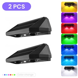 2PCS RGB Solar - Powered Splashproof Garden & Yard Wall Lights with Extended Battery Life (2PCS)
