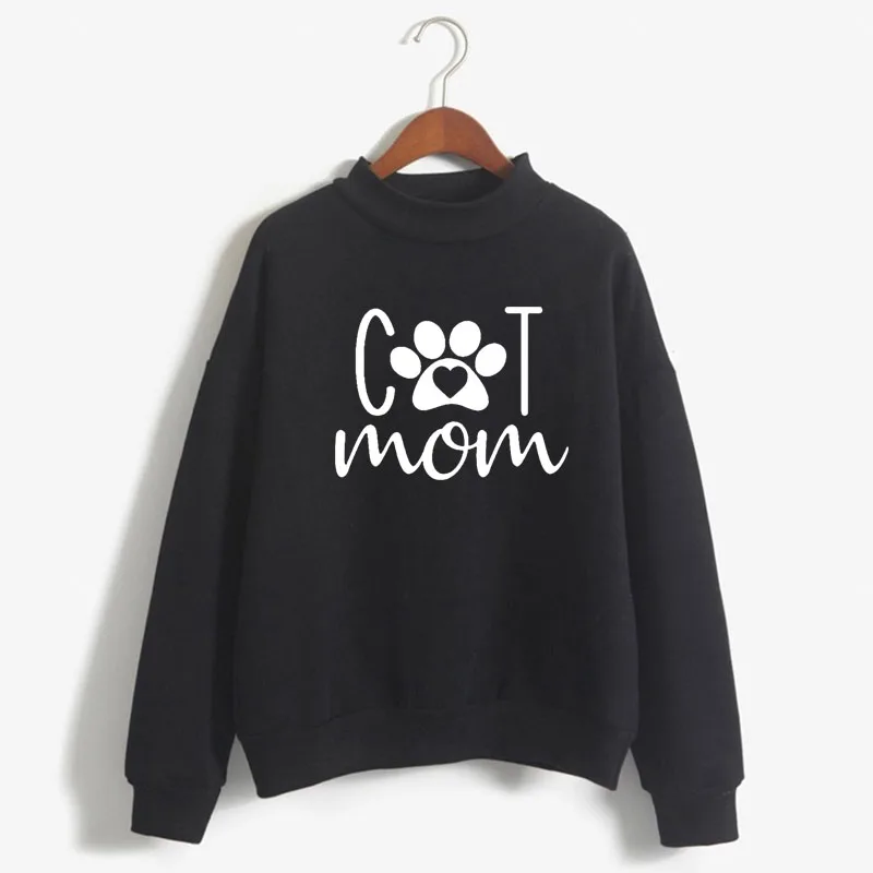 

Cat mom paw Print Women Sweatshirt Korean O-neck Knitted Pullover Thick Autumn Winter Candy Color Loose women Clothes
