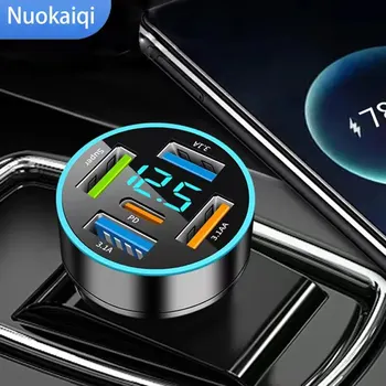 PD66W 차량용 충전기 QC3.0 고속 충전 1-4 개 자동차 담배 라이터 플러그, 5 포트 자동차 충전기, 디지털 디스플레이 플래시 충전