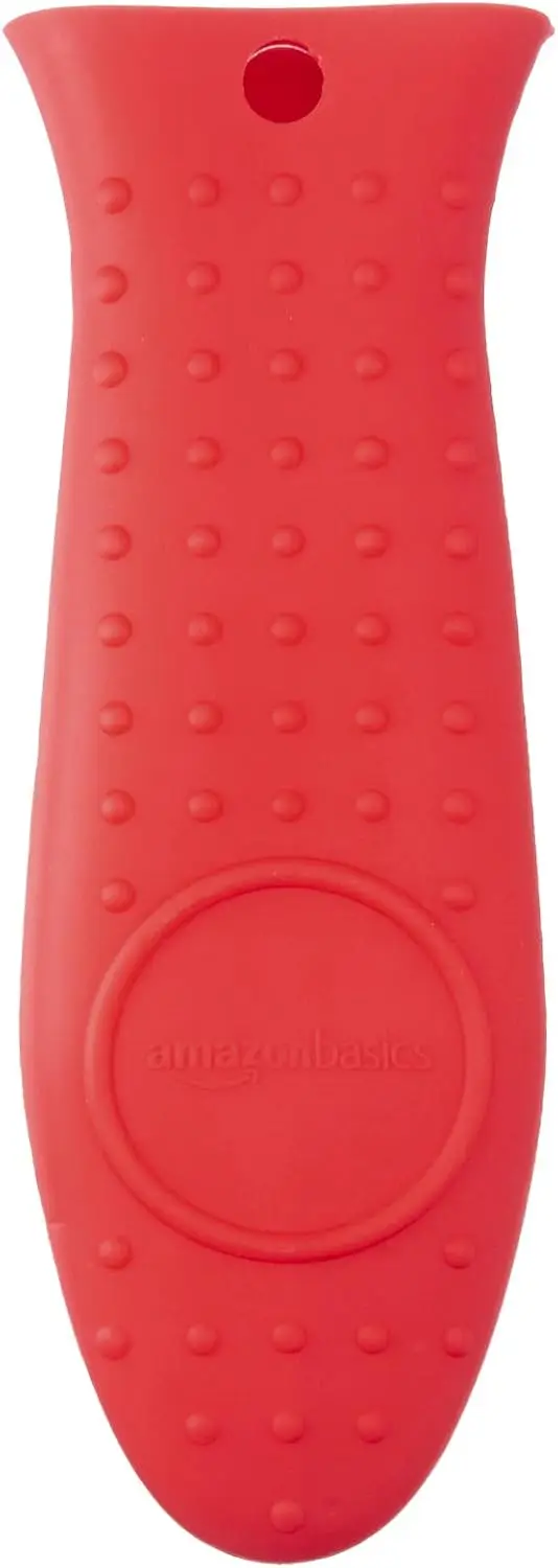 Silicone Pot Holder Hot Skillet Rectangular Handle Cover for kitchen, Red, 5.6"L x 1.9"W