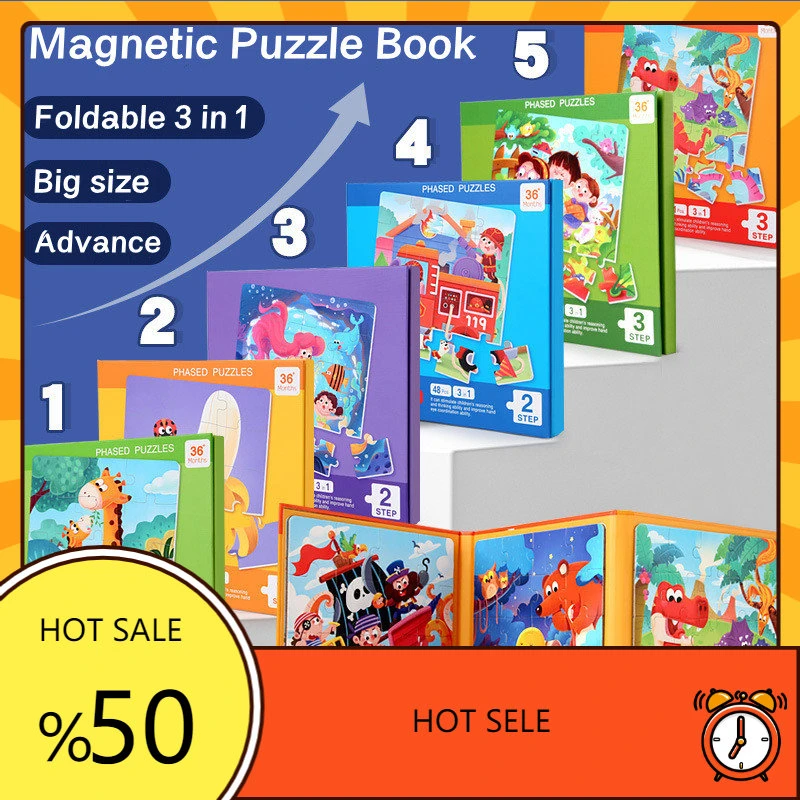 Foldable Puzzle Book 3 in 1 Animal Traffic Jigsaw Puzzle Kids