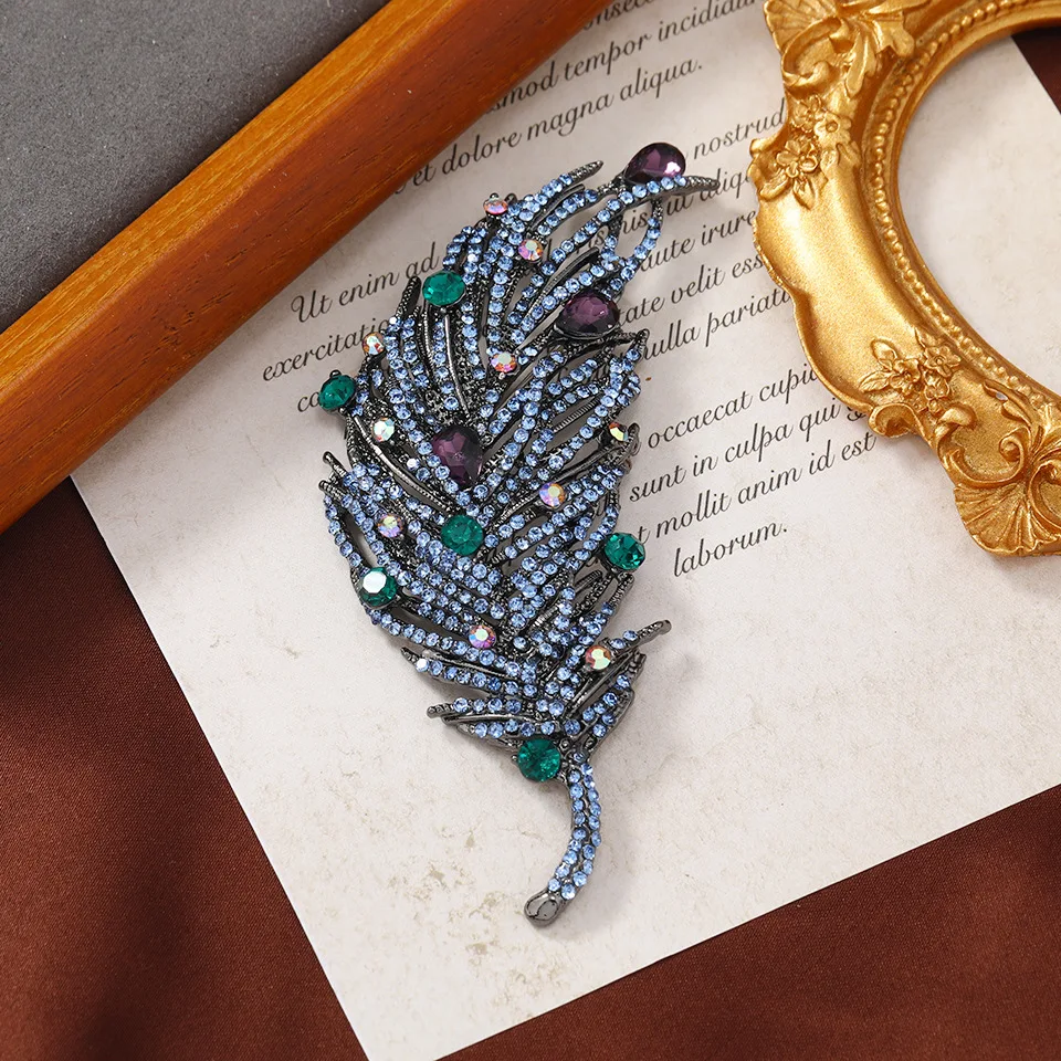 thumbnail image 2 of CZ Crysta Peacock Brooch Pin For Women Elegant Seychelles 2 of 10