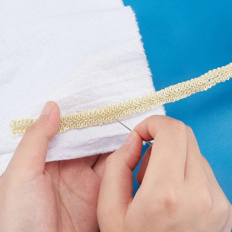 Gold Braid Lace Trim - 10 Yards of 3/8 Wide Polyester Decorative Ribbon