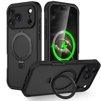 For iPhone 17 Pro Max Air Full Body Shockproof Case with Invisible Stand [Compatible with Magnetic] Built-in Screen Protector 1